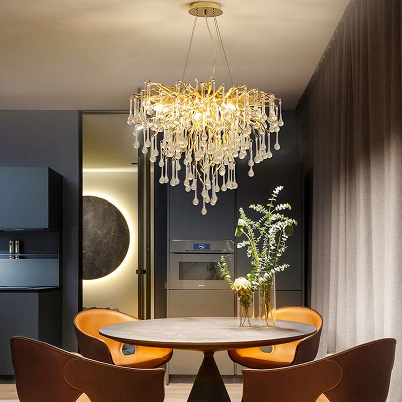 Arisha Design LED Kronleuchter Quastenförmige Gold Wohn/Schlaf/Esszimmer Metall&Kristall ∅60CM/80CM/100CM