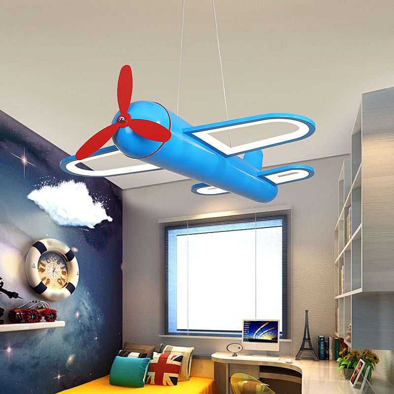 Aria Flugzeug Design LED Pendelleuchte Gelb&Blau Schlaf/Wohn/Esszimmer Metall