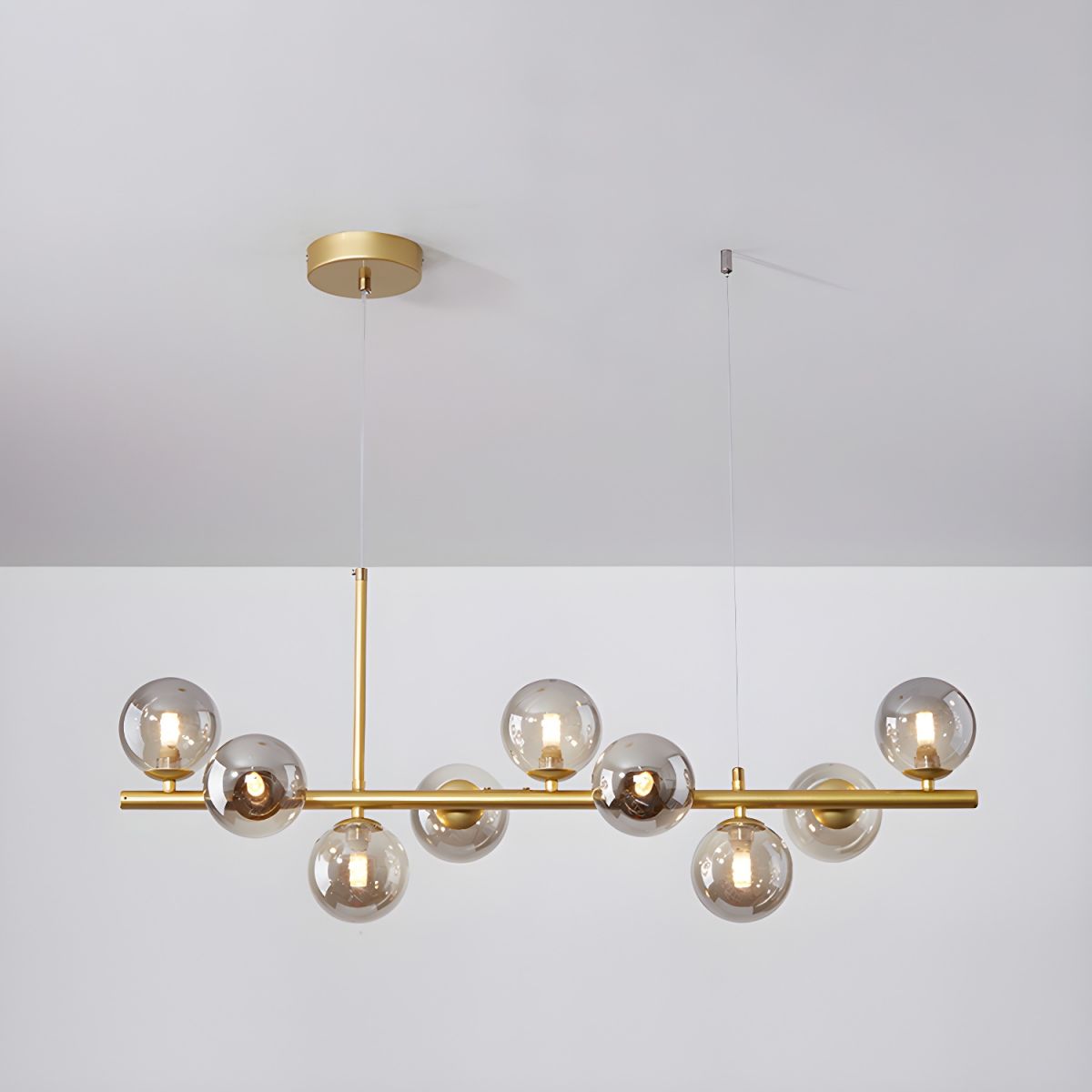 Lioroora Kronleuchter Glas Kugel Gold 12-Light