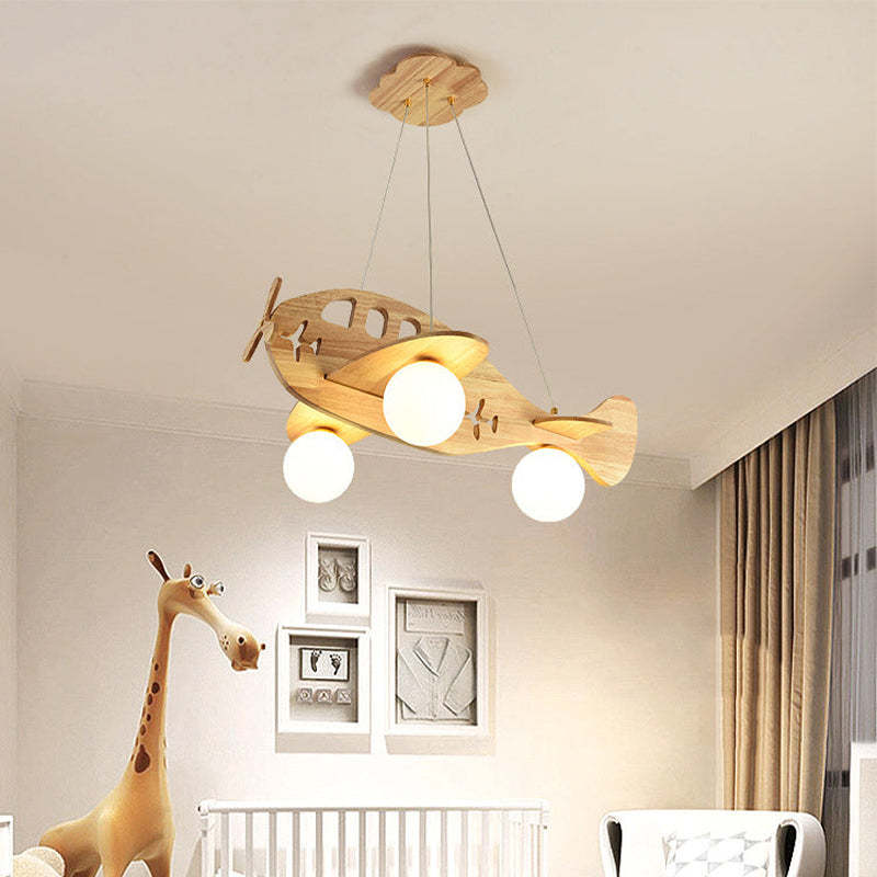 Aria Modern Pendelleuchte Flugzeugform Kugel Kinderzimmer, Holz Acryl