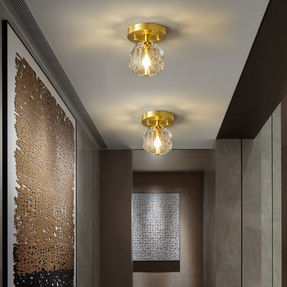 Kristy Modern LED Deckenleuchte Gold Schlaf/Wohnzimmer Flur Kupfer Kristall S/L