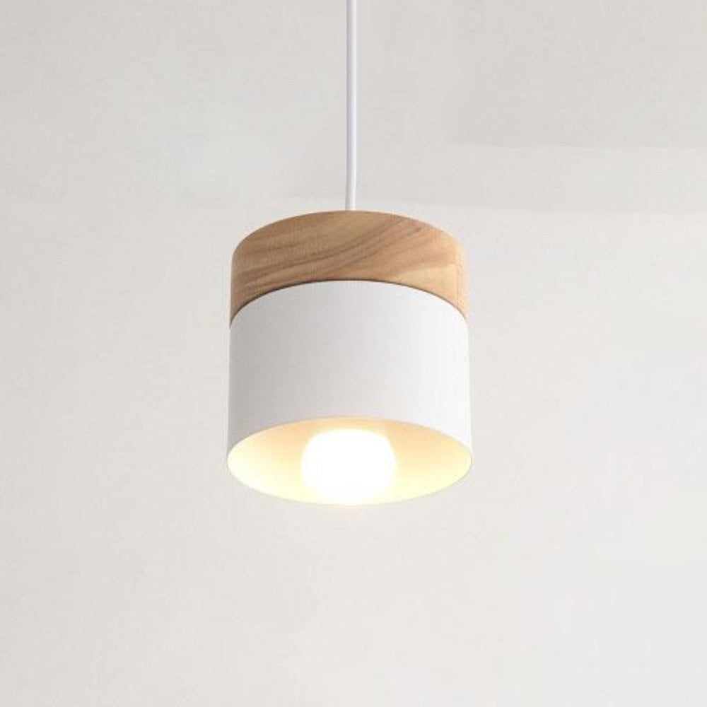 Aria Pendelleuchte Arisha Zylinder LED  Grau/Weiß/Gelb/Grün Wohnzimmer Holz