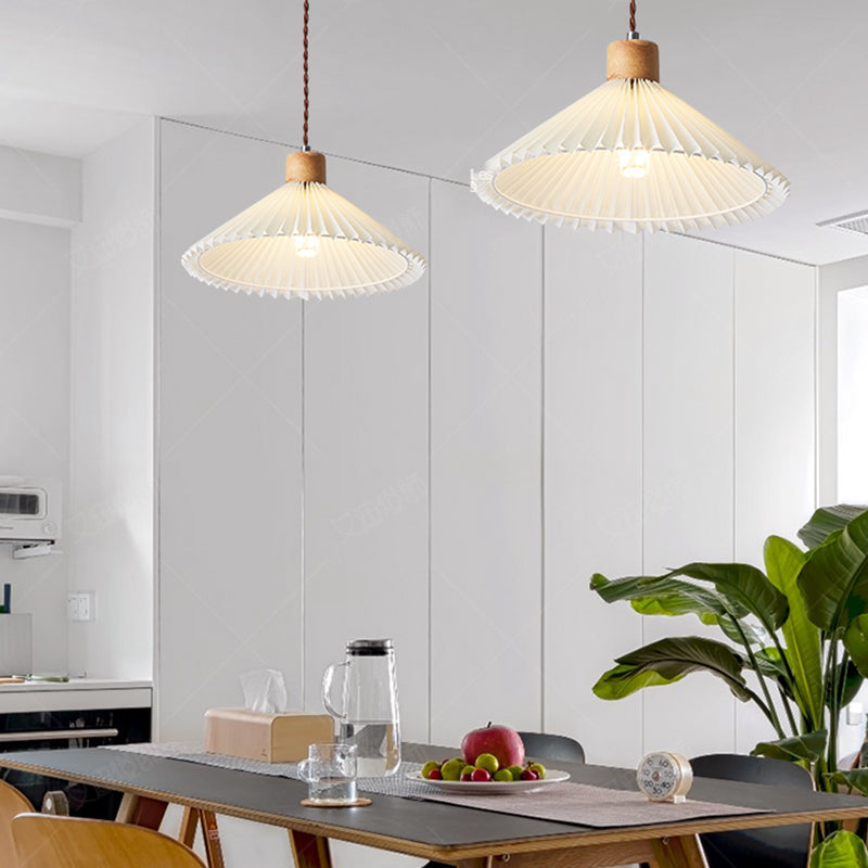 Muto Moderne LED Pendelleuchte Schlafzimmer/Wohnzimmer Weiß Holz