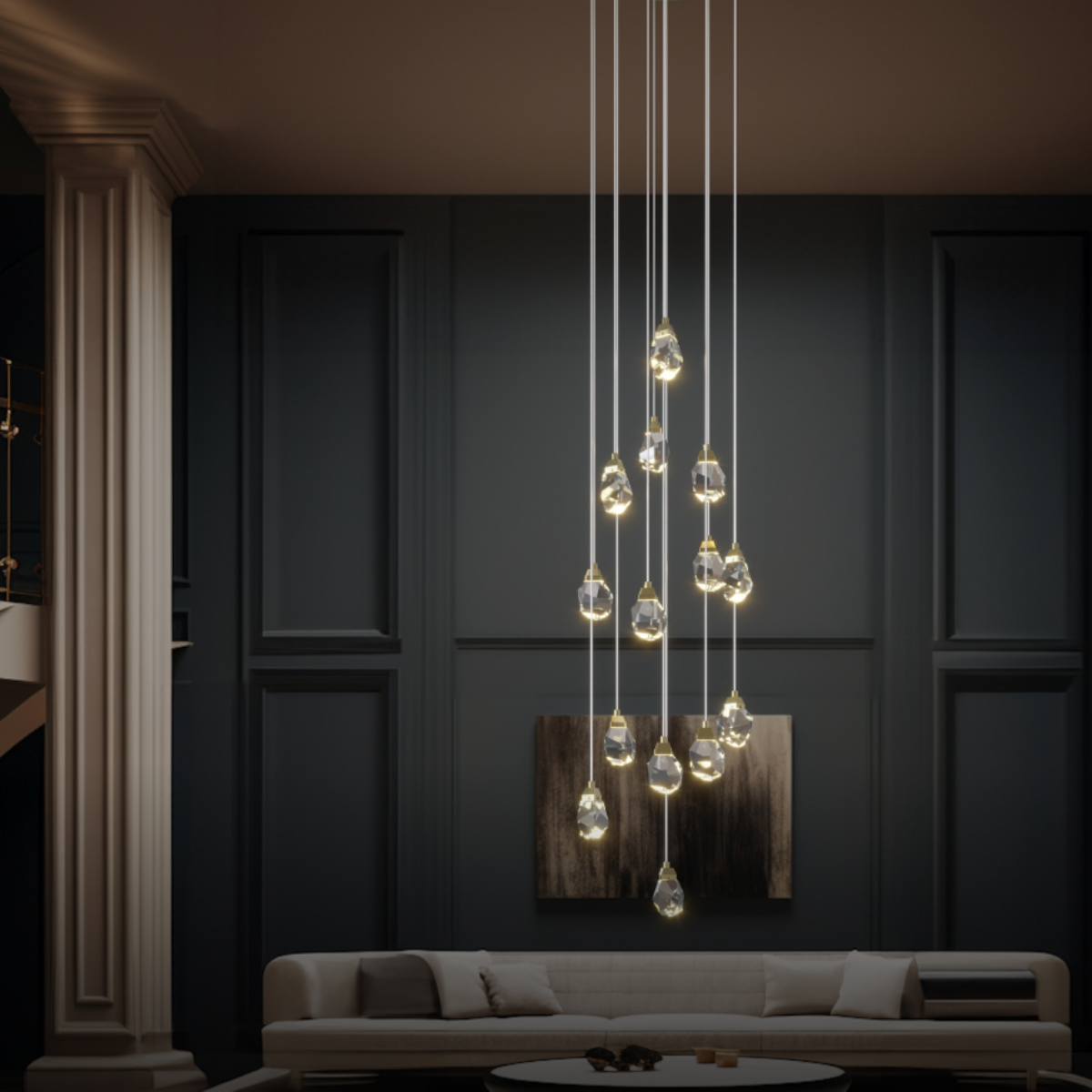 Kristy Design LED Kronleuchter Gold Glas/Metall Schlafzimmer