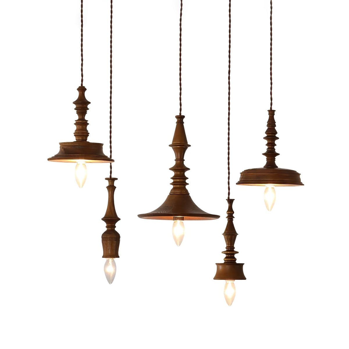 Tessira Pendelleuchte aus Holz im Industrie-Stil
