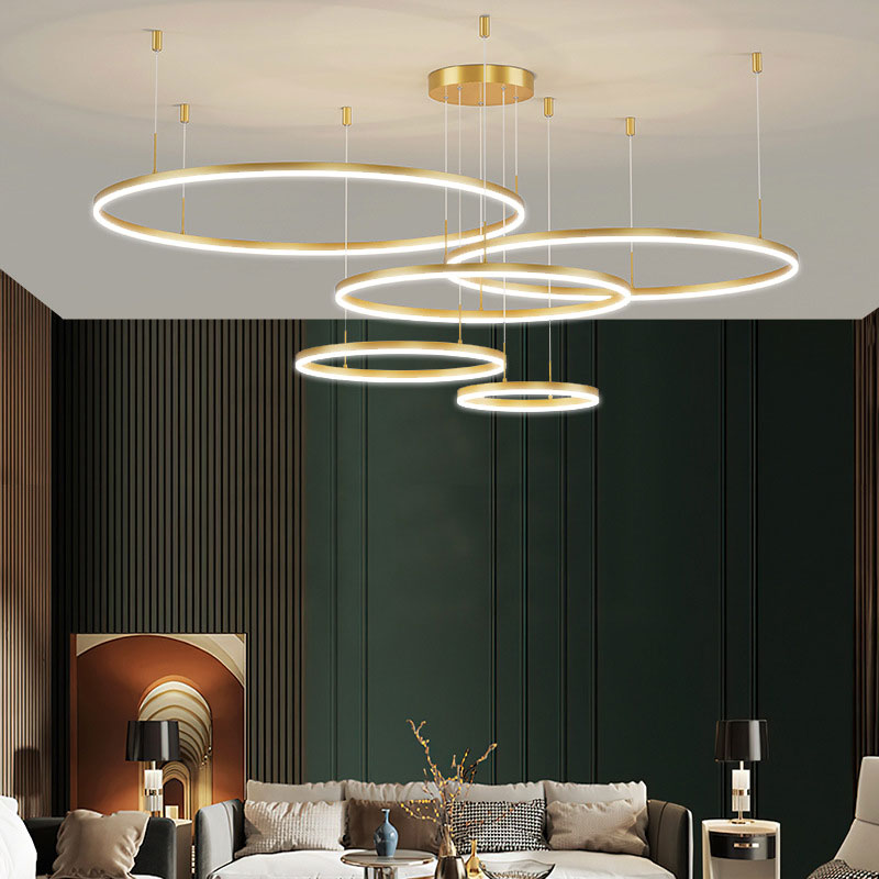 Arisha Pendelleuchte Tir-Kreis Ring Moderne Schwarz/Gold/Kaffee Metall Schlafzimmer