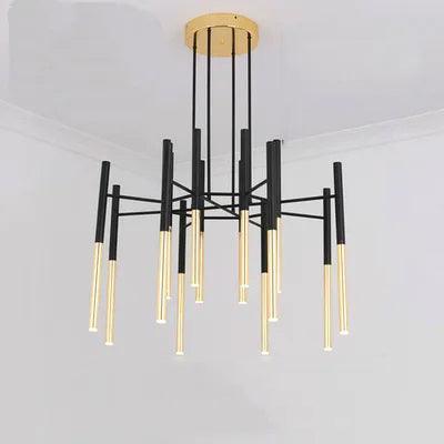 Arixon Kronleuchter Moderne Stäbe Schwarz Gold