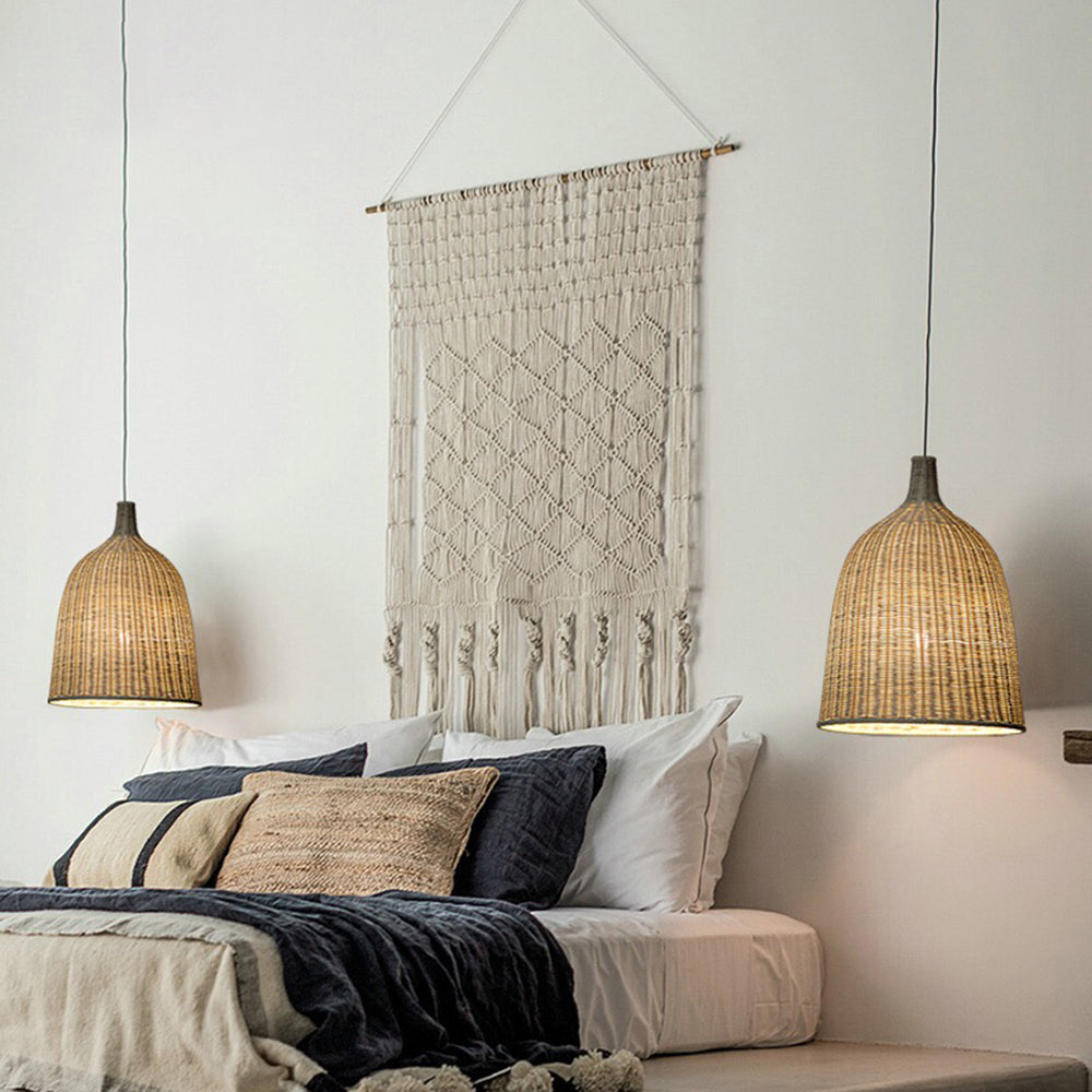 Muto Moderne Pendelleuchte Rattan über Esstisch/Schlafzimmer