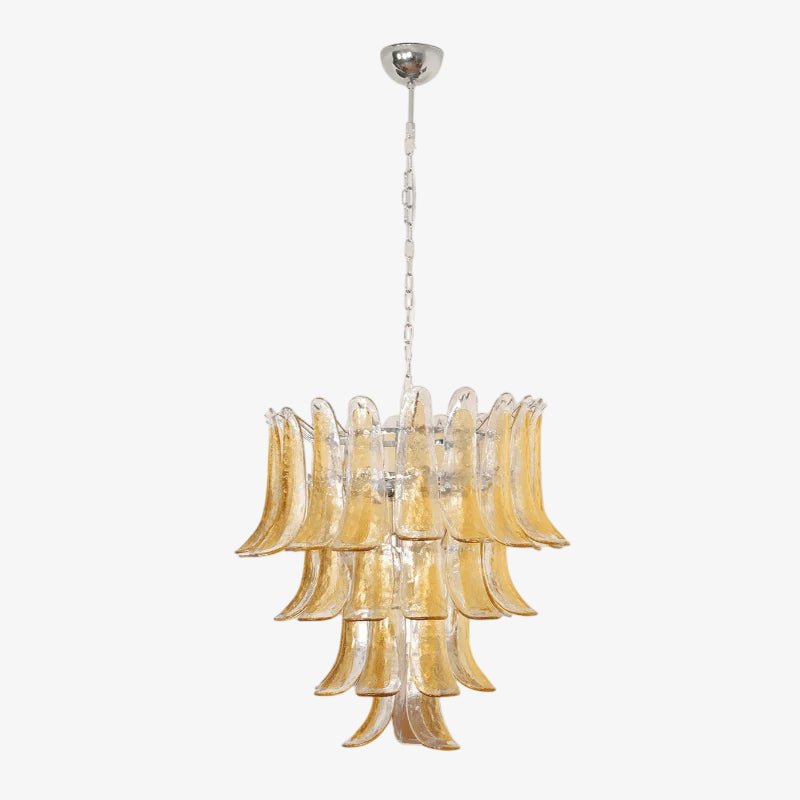 Liorisissa Kronleuchter Bernsteinfarben Lily Murano-Glas gestaffelter Mittelpunkt