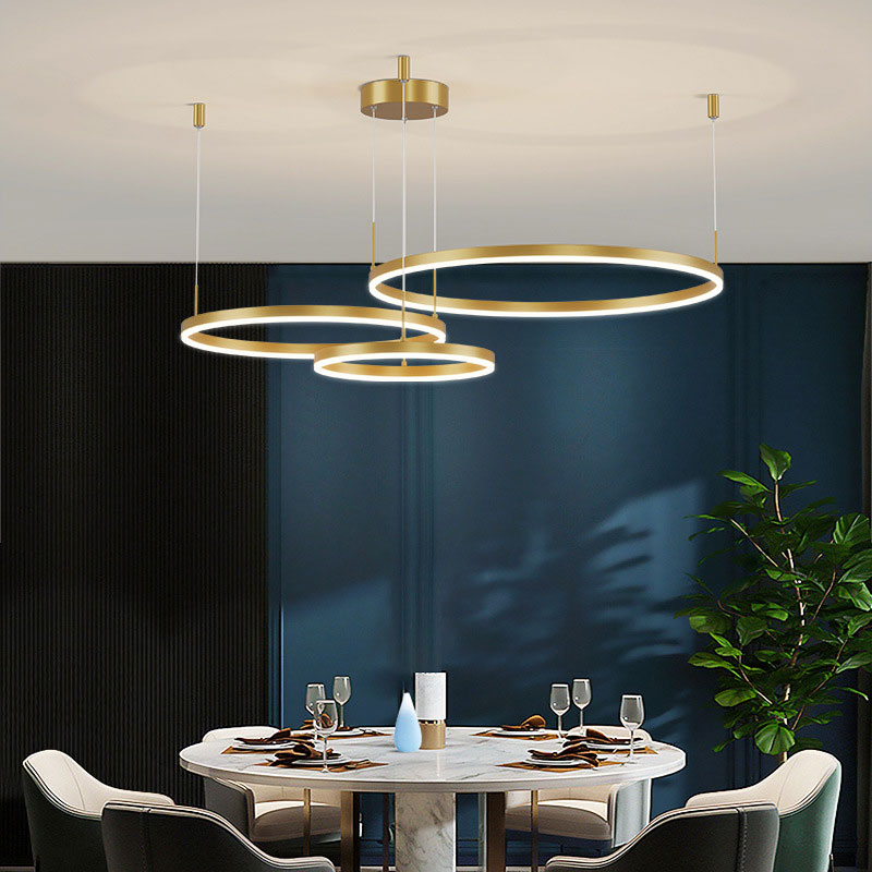 Arisha Pendelleuchte Tir-Kreis Ring Moderne Schwarz/Gold/Kaffee Metall Schlafzimmer