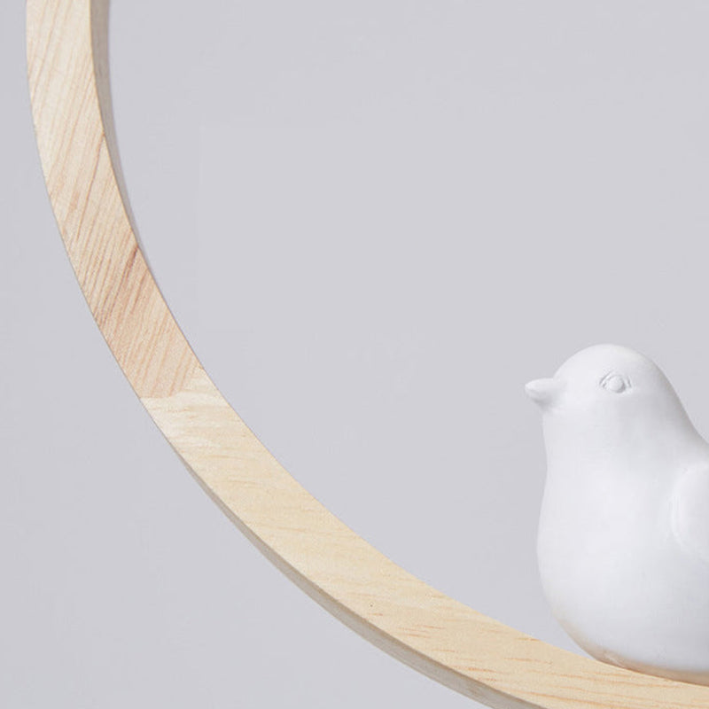 Muto Pendelleuchte Vogel Ring Treppenhaus, Holz Metall Glas