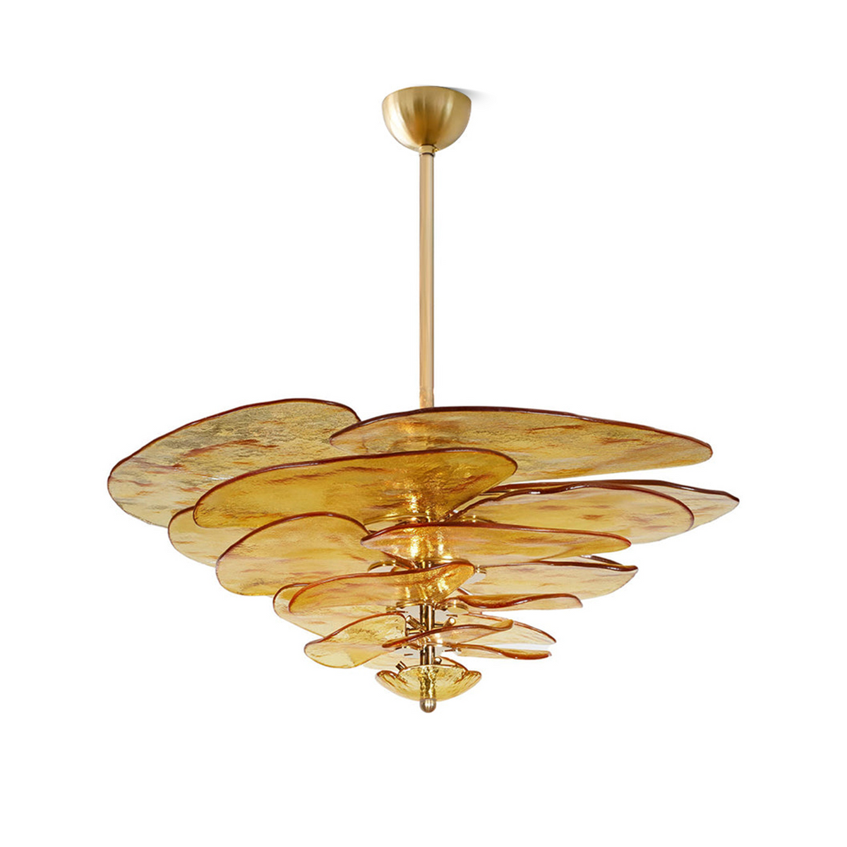 Crivs Kronleuchter Gold Murano-Glas-Blüten-Lagen Luxus