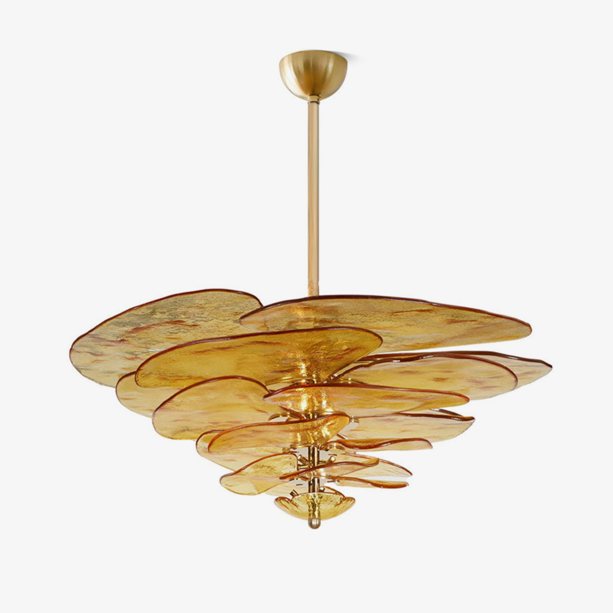 Crivs Kronleuchter Gold Murano-Glas-Blüten-Lagen Luxus