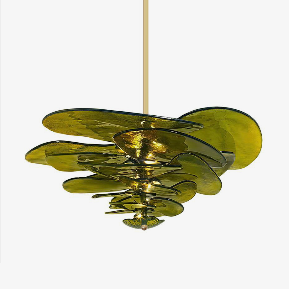 Crivs Kronleuchter Gold Murano-Glas-Blüten-Lagen Luxus