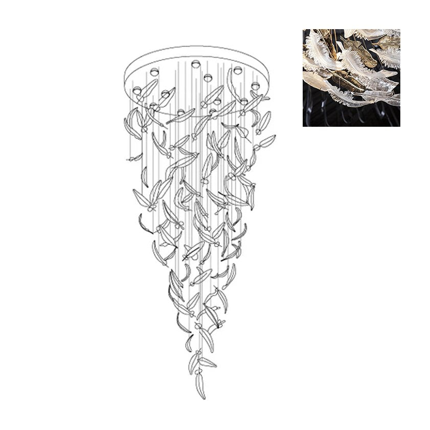 Aetherial Kronleuchter aus Glas mit Blattmotiv