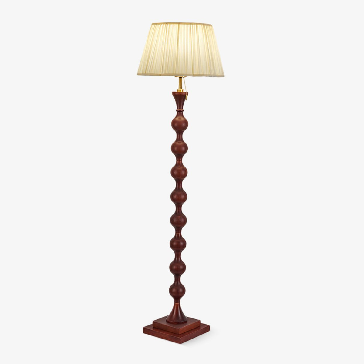Celon Stehleuchte aus Holz und Stoff im Vintage-Stil