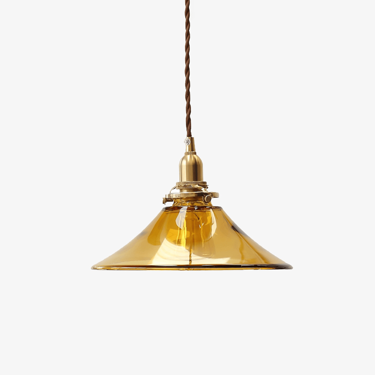 Pila Pendelleuchte Bernstein Glas Messing Vintage Essbereich