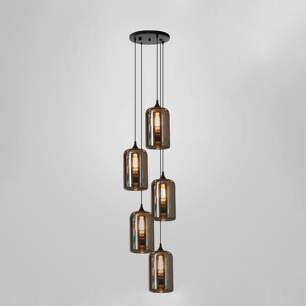 Tevely Pendelleuchte aus Glas im industriellen Chic-Stil