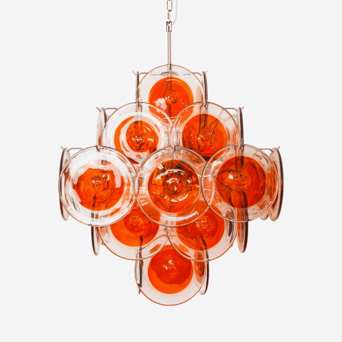 Lioruiel Kronleuchter aus Orange Murano-Glas mit geschichteten Scheiben