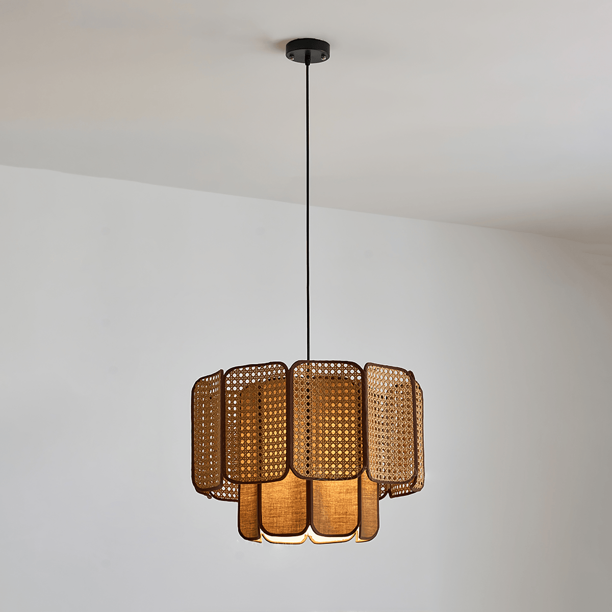 Cane Vintage-Stoff-Pendelleuchte
