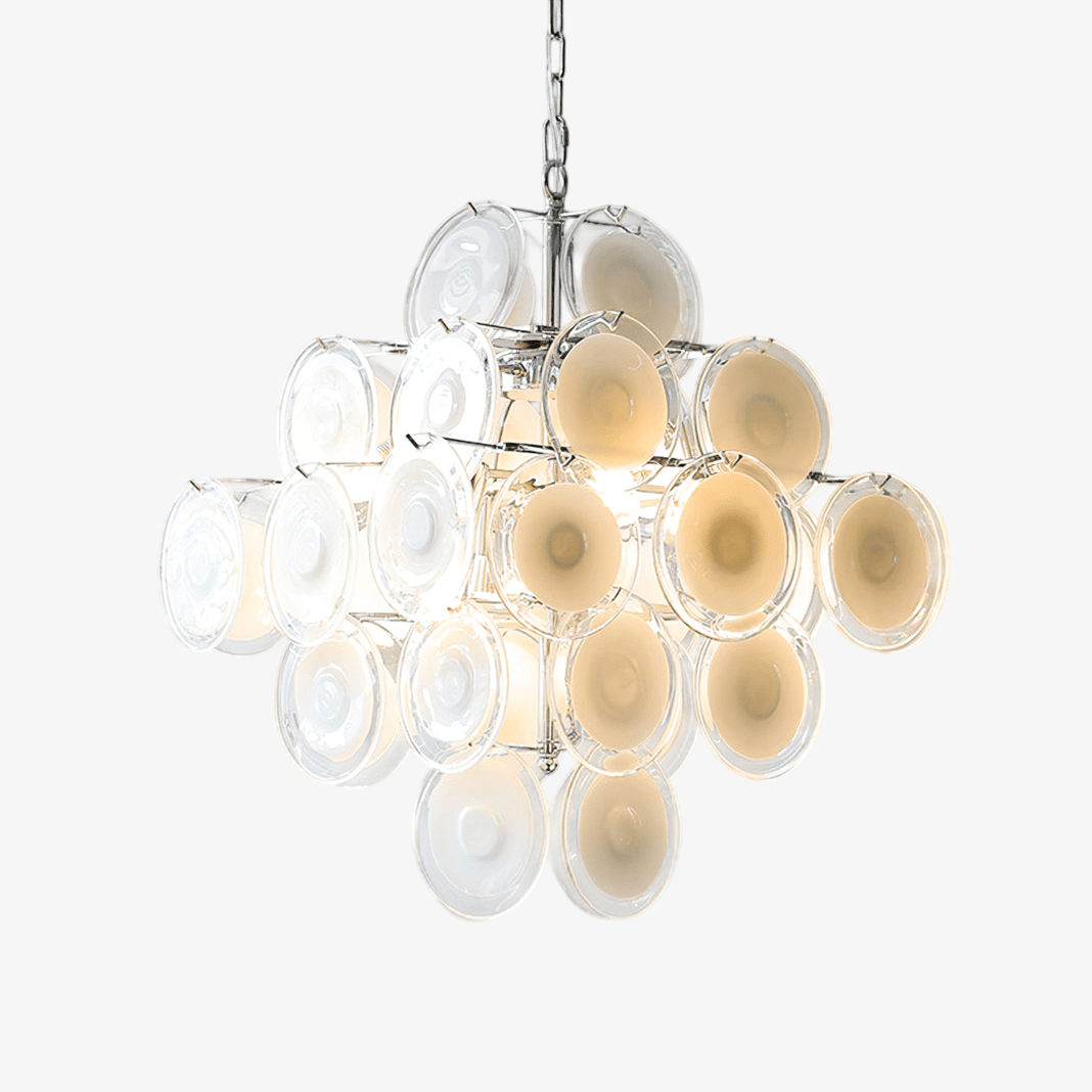 Eireira Kronleuchter Weiß Murano-Glas-Scheiben Cluster