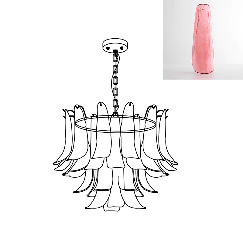 Elvess Kronleuchter Murano-Glas-Blätter Gold