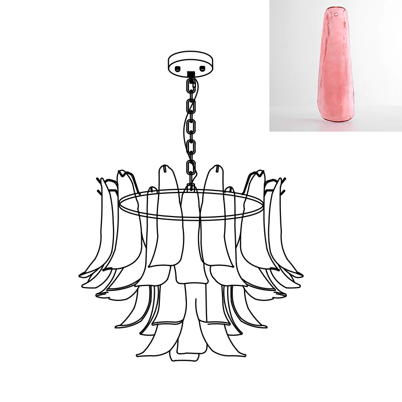 Elvess Kronleuchter Murano-Glas-Blätter Gold
