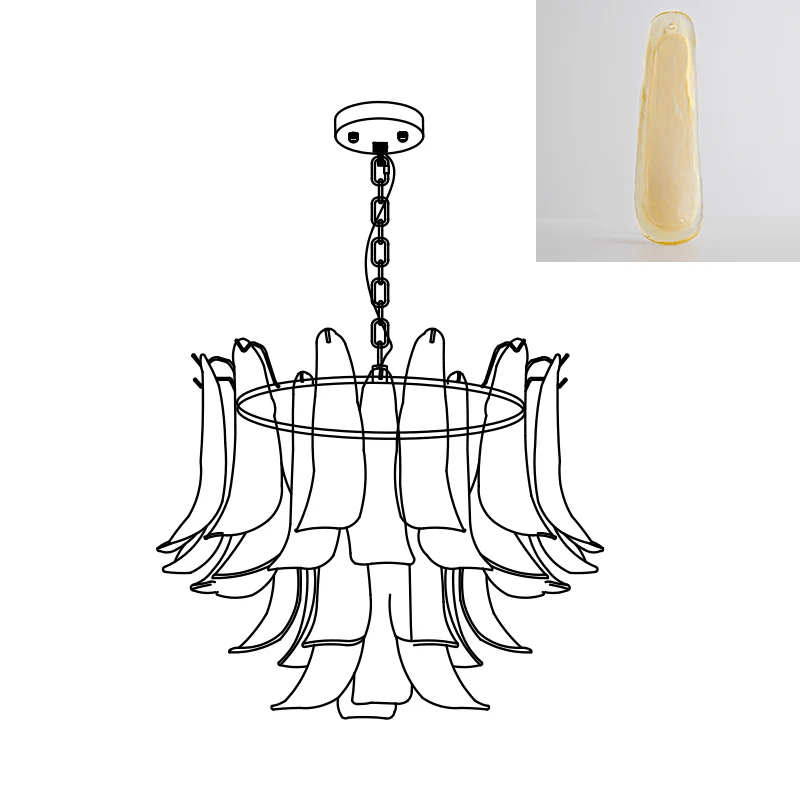 Elvess Kronleuchter Murano-Glas-Blätter Gold