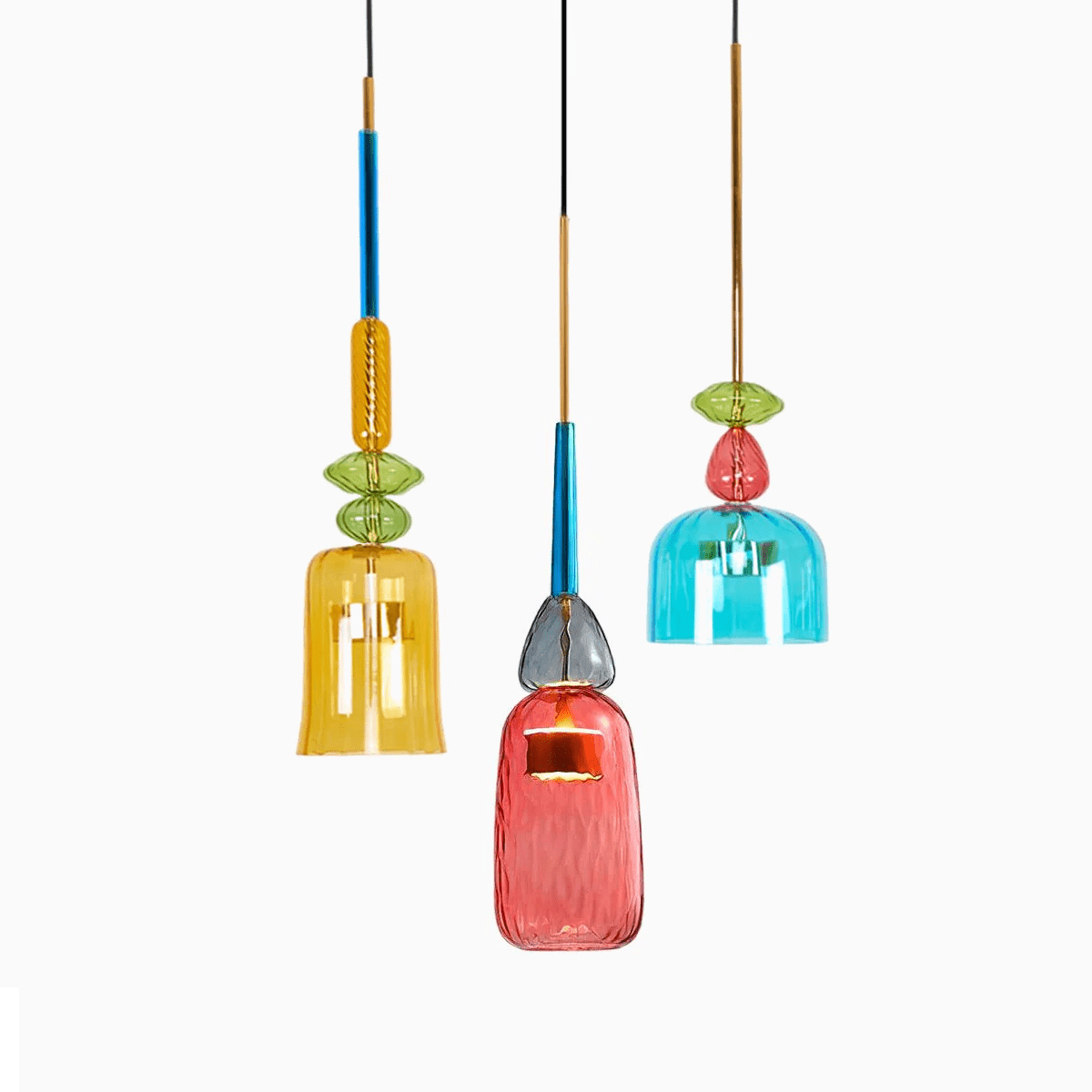 Voshan Bohemian Pendelleuchte aus Glas in Mischfarben