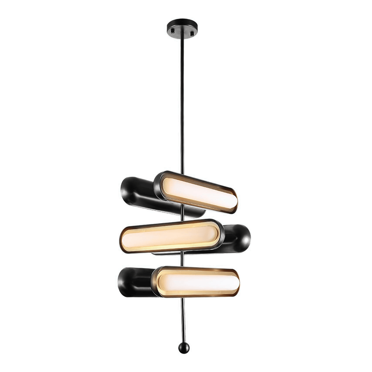 Lyvinaris Geometrische Pendelleuchte aus Messing in linearer Form