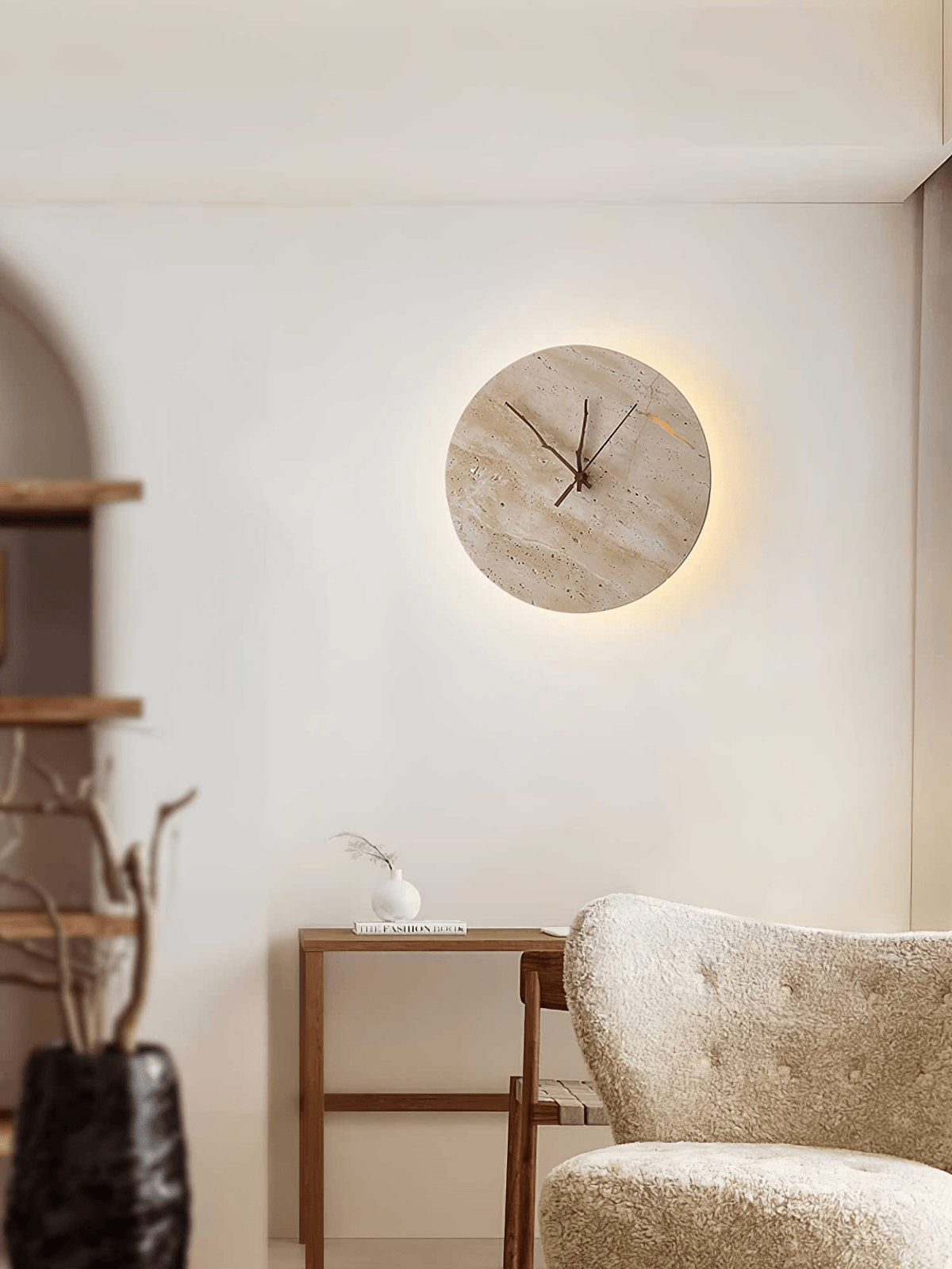 Nororielle Minimalistische Wandleuchte aus Travertin in Gelb