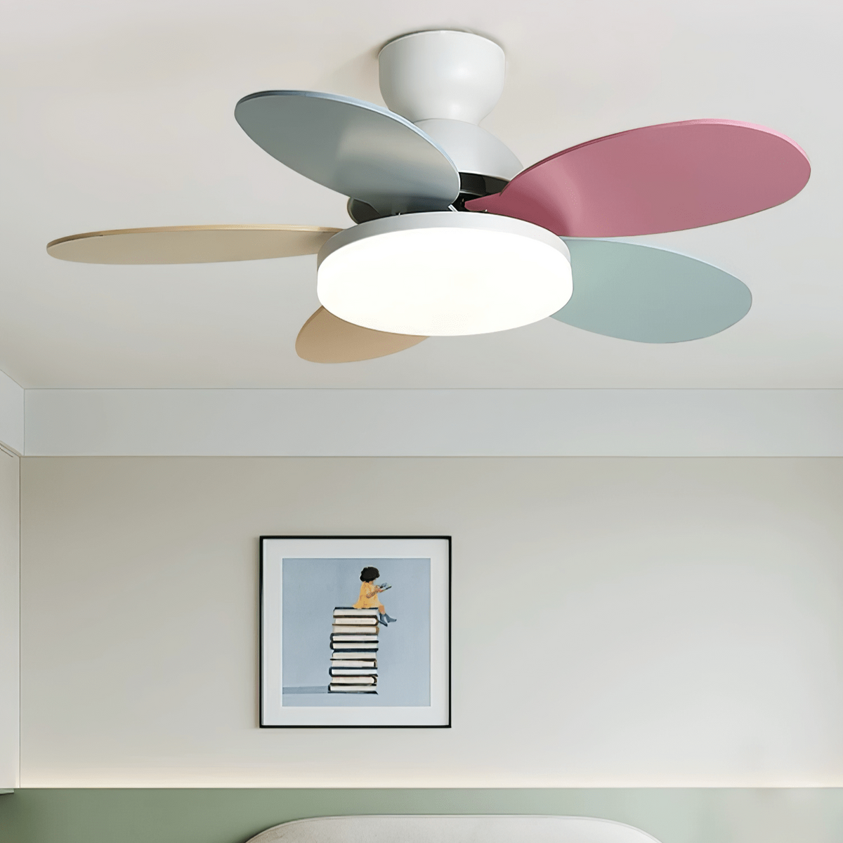 Eireise bunte Glas-Kinder-Deckenventilator mit Beleuchtung