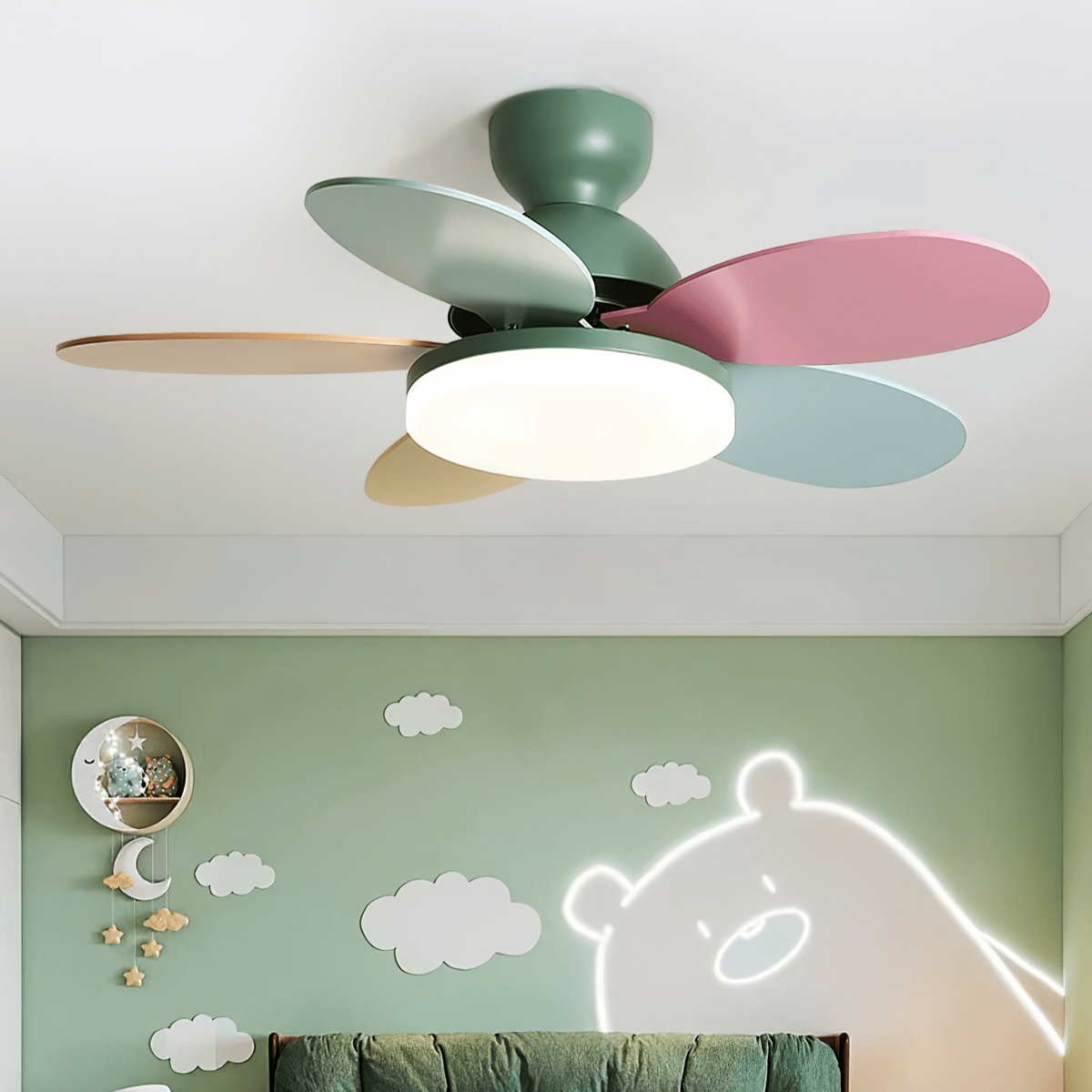 Eireise bunte Glas-Kinder-Deckenventilator mit Beleuchtung