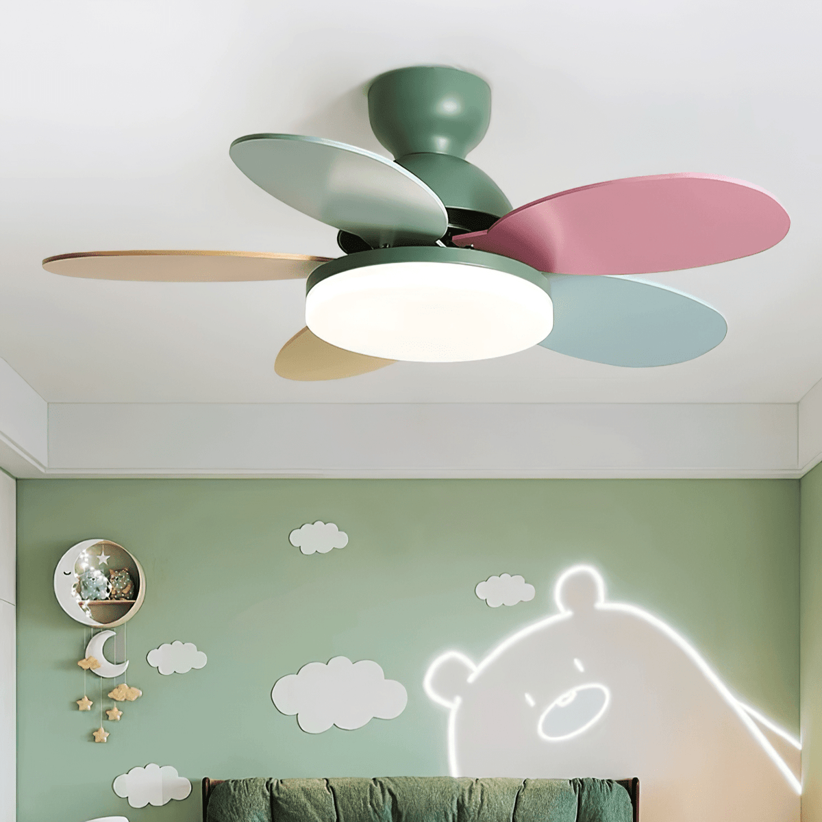 Eireise bunte Glas-Kinder-Deckenventilator mit Beleuchtung