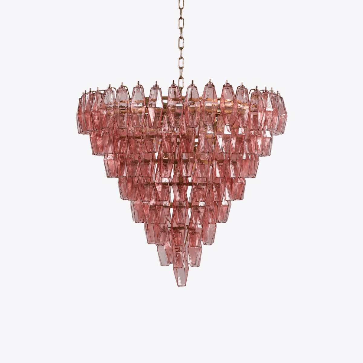 Eirenora Kronleuchter aus rosa facettiertem Glas in Schichtbauweise Vintage
