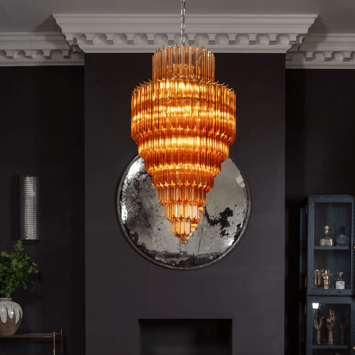 Liororelle Kronleuchter Bernstein Diamantglas geschichtet Retro