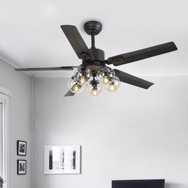 Zazoren Vintage Schwarz Glas Deckenventilator mit Beleuchtung