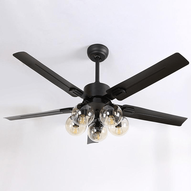 Zazoren Vintage Schwarz Glas Deckenventilator mit Beleuchtung
