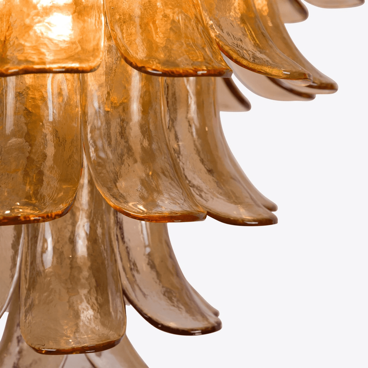 Lykne Kronleuchter aus bernsteinfarbenem Murano-Glas mit Blüten im Mid-Century-Stil