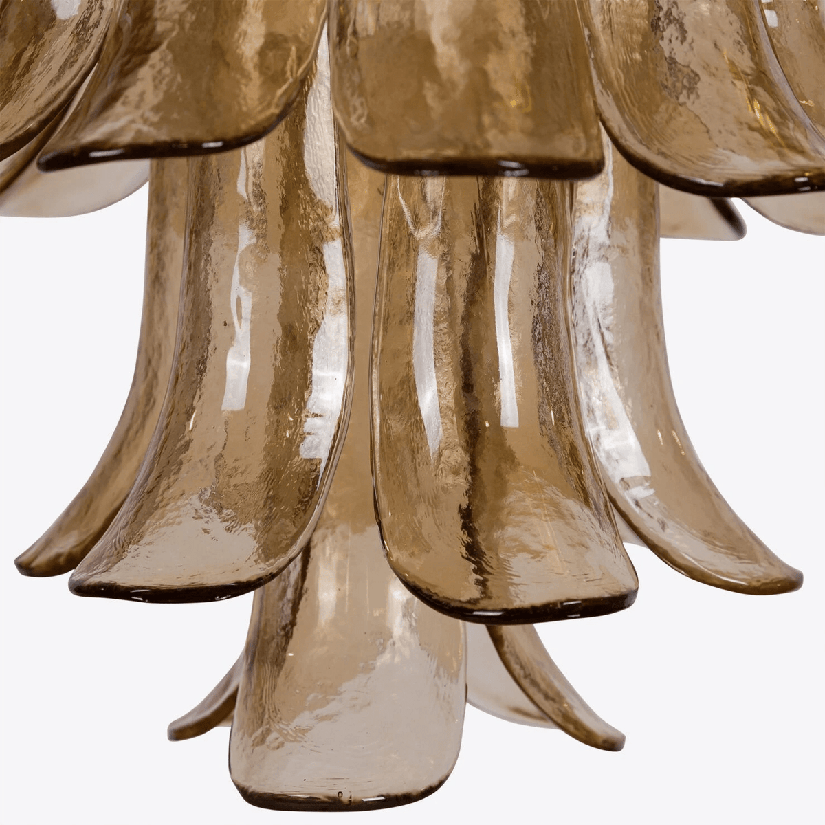 Lykne Kronleuchter aus bernsteinfarbenem Murano-Glas mit Blüten im Mid-Century-Stil