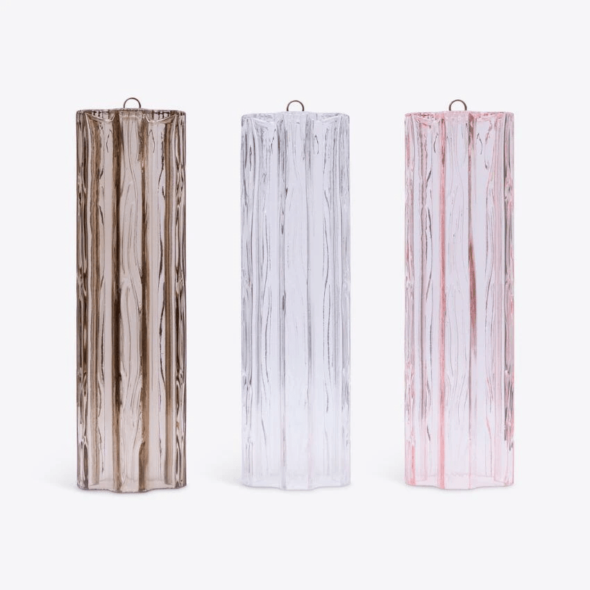 Eiraora Kronleuchter aus rosa prismenförmigem Glas in Schichten elegant