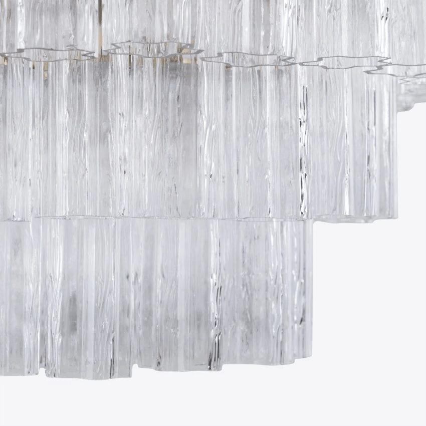 Eiranora Kronleuchter fünf Ebenen geriffelte Glasmrohren Mid-Century