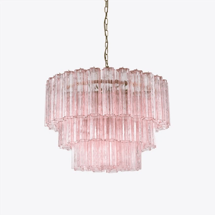 Eiranora Kronleuchter fünf Ebenen geriffelte Glasmrohren Mid-Century