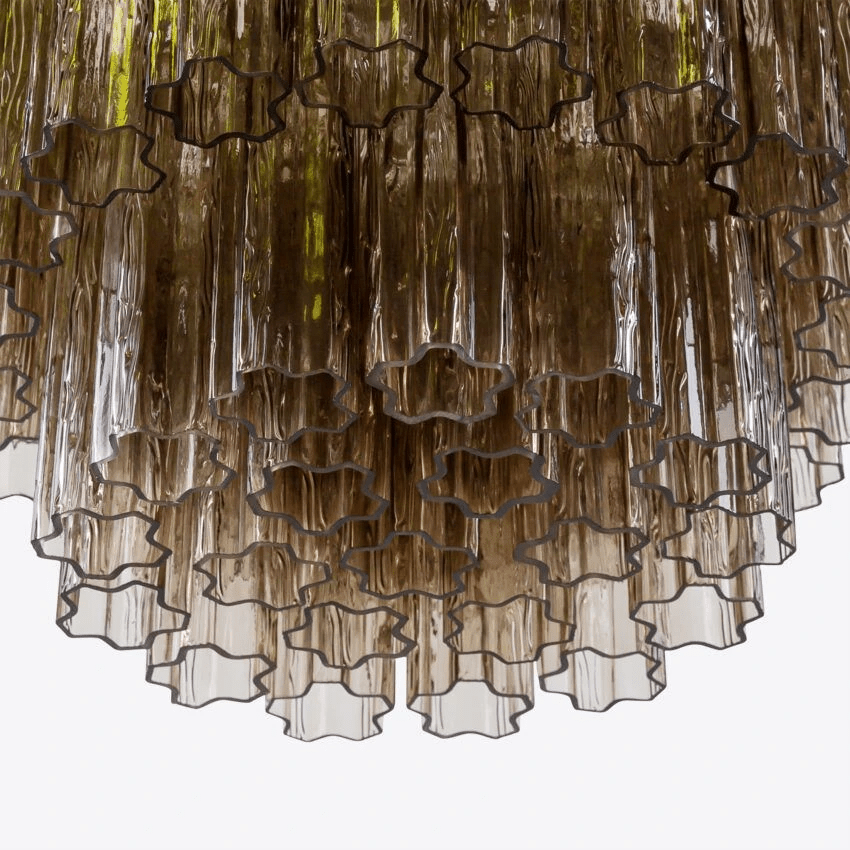 Eiranora Kronleuchter fünf Ebenen geriffelte Glasmrohren Mid-Century