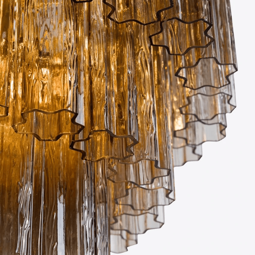 Eiranora Kronleuchter fünf Ebenen geriffelte Glasmrohren Mid-Century