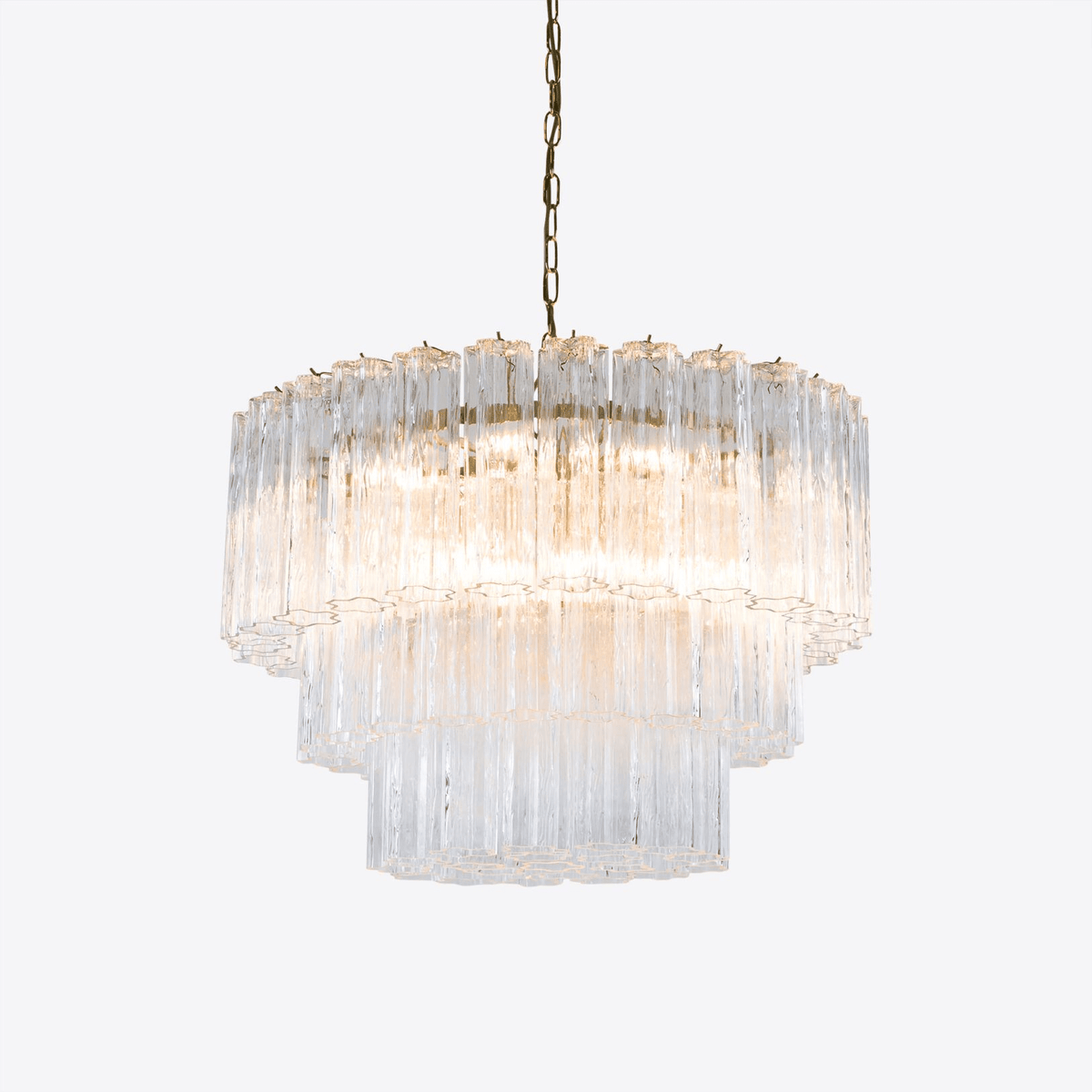 Eiranora Kronleuchter fünf Ebenen geriffelte Glasmrohren Mid-Century
