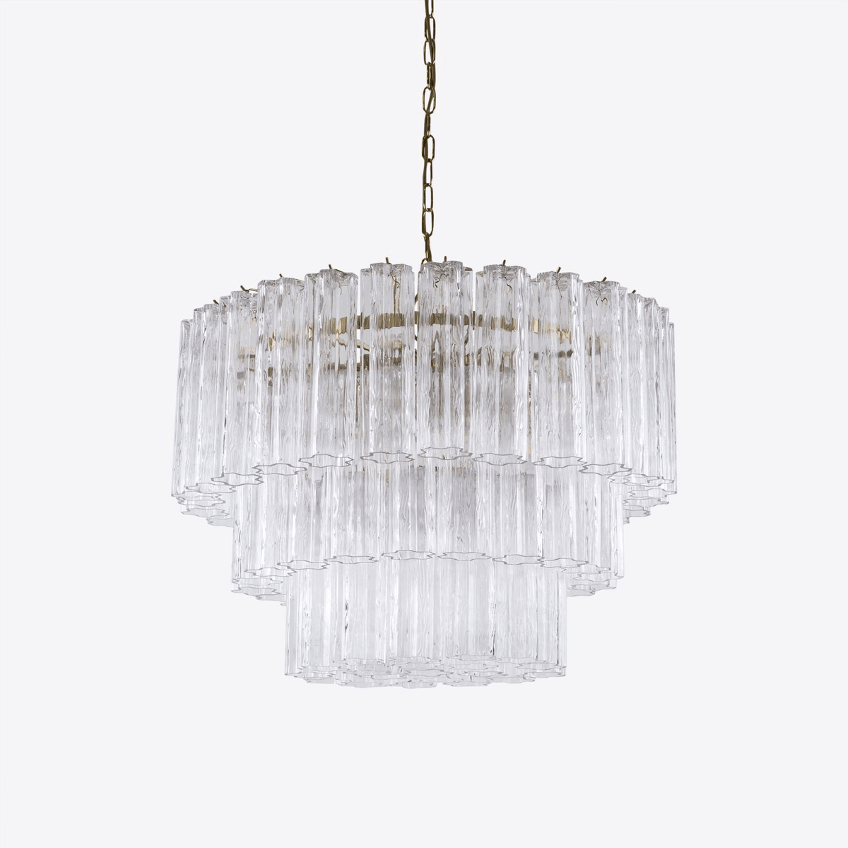Eiranora Kronleuchter fünf Ebenen geriffelte Glasmrohren Mid-Century
