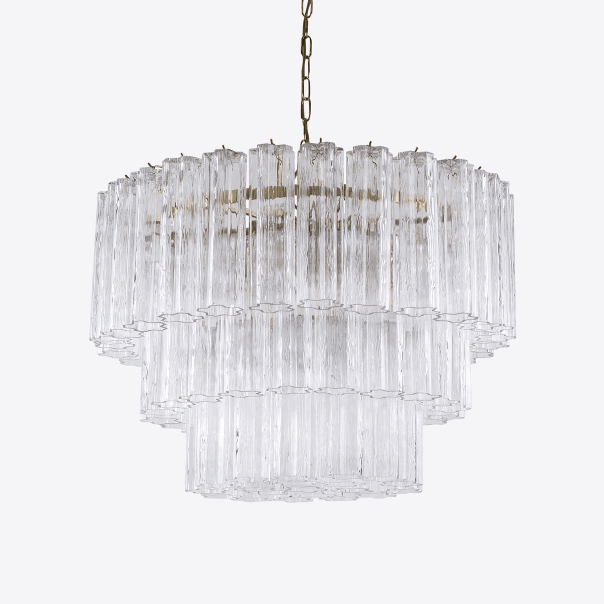 Eiranora Kronleuchter fünf Ebenen geriffelte Glasmrohren Mid-Century