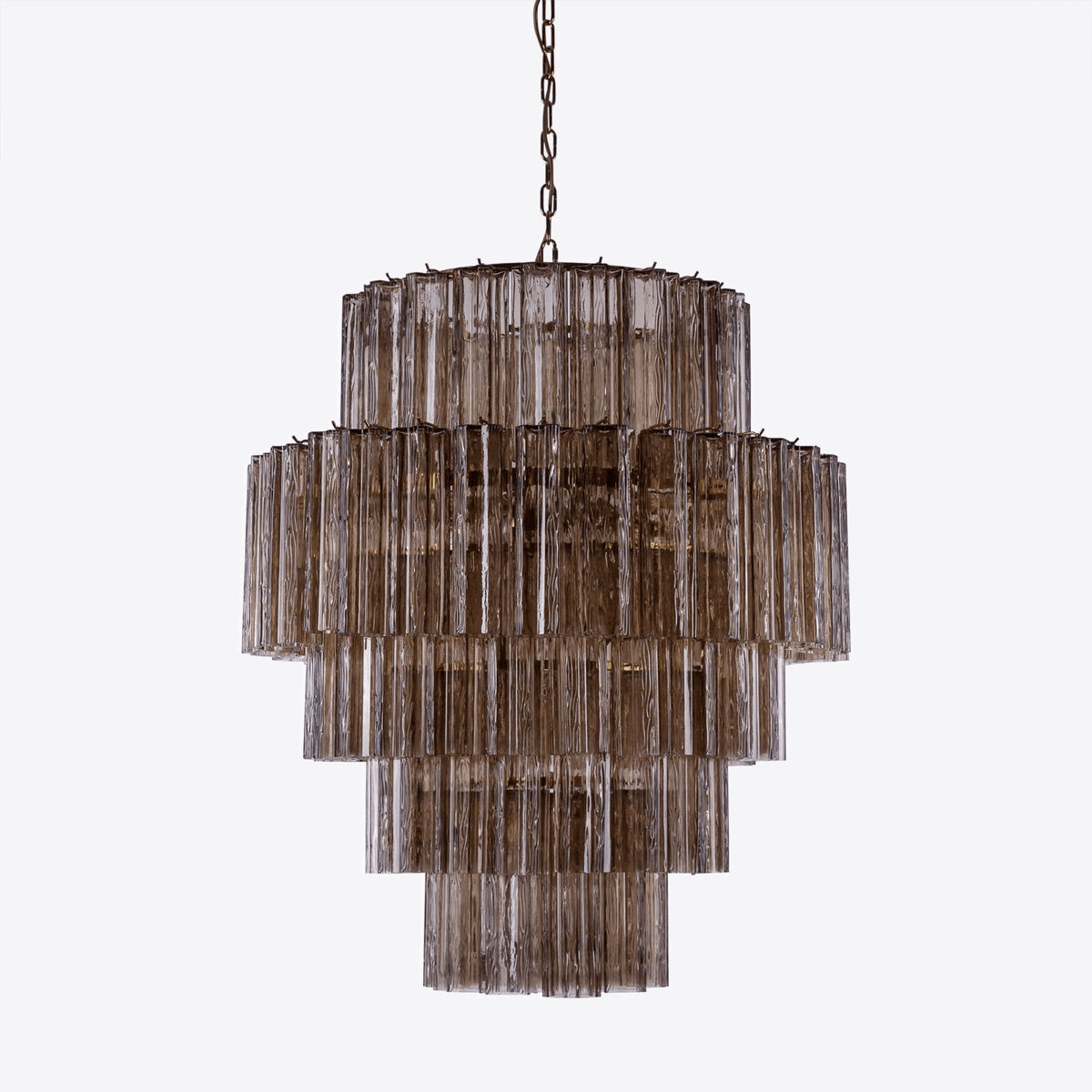 Eiraora Kronleuchter aus rosa prismenförmigem Glas in Schichten elegant