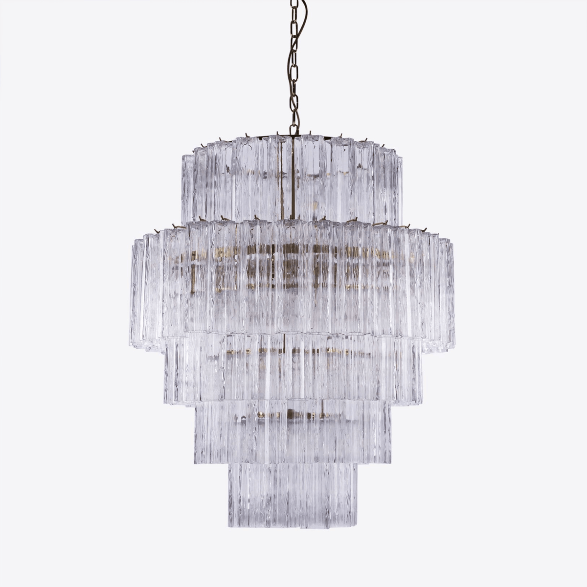 Eiraora Kronleuchter aus rosa prismenförmigem Glas in Schichten elegant